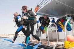 Marsa Alam - Red Sea Dive Holiday. Boat dive, jump.